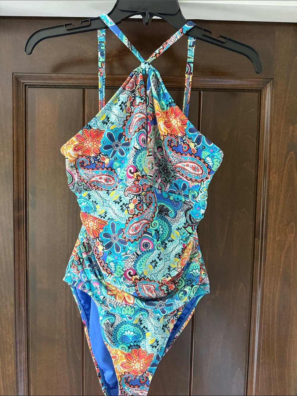 Bleu Rod Beattie Multi-Color Paisley Floral One-Piece Swimsuit